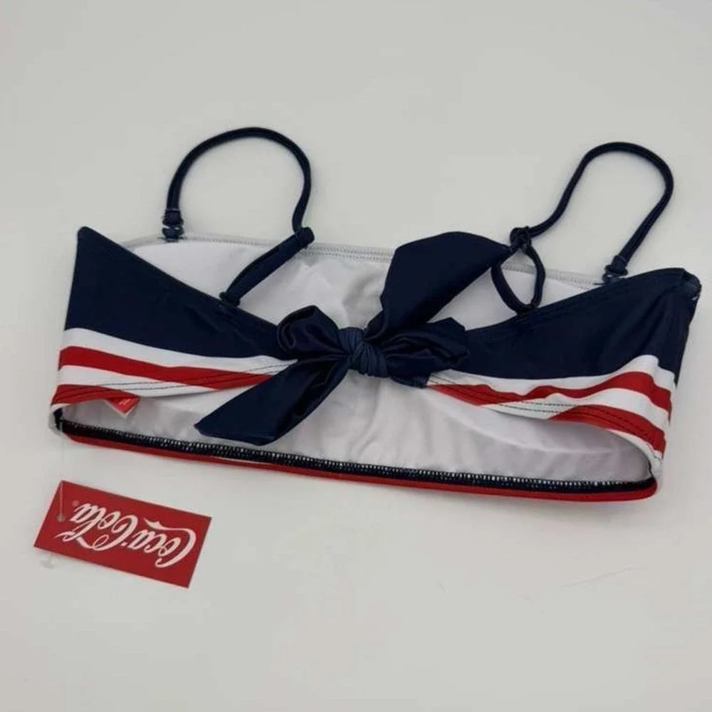 Coca-Cola‎ American Flag Bikini  top Size Patriotic Stars Stripes Swimsuit NWT